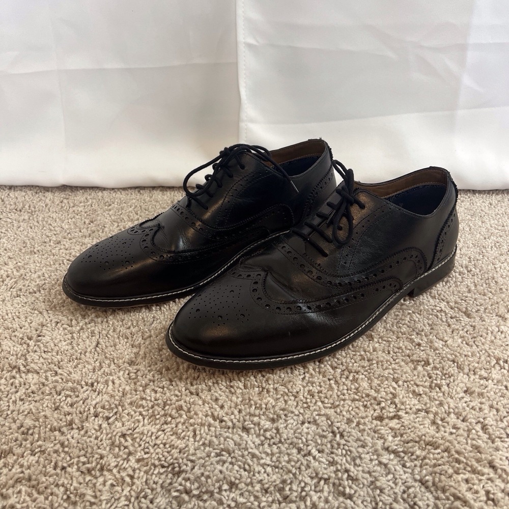 Thomas & Vine Men's Franklin Leather Oxford Dress Shoes Cognac Size 14 Black
